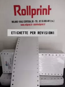 Etichette per revisioni bianche mm.64x34 a modulo continuo - corsia singola - 1.000 pezzi