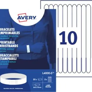 L4000-5 - Braccialetti identificativi stampabili - bianchi - stampanti Laser - 265x18 - 5 ff
