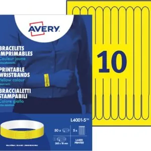 L4001-5 - Braccialetti identificativi stampabili - gialli - stampanti Laser - 265x18 - 5 ff