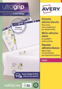 L7166-100 - Etichette adesive in carta bianca Avery Ultragrip 99,1x93,1 - 100ff