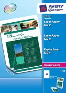 1198 - Carta bianca fotografica patinata Glossy stampabile fronte/retro - 120g - stampanti Laser/Laser a colori - 210x297 - 200 ff