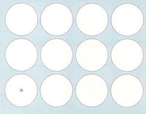 P-C36 - Etichette bianche rotonde - tipo/lito - d. 36 - 250 ff