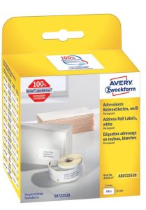 S0722520A - 11352 etichette Avery LW per indirizzi bianche mm. 25 x 54 mm. Compatibili Dymo LW 300-, 400-, 450 SERIES, 4XL, WIRELESS