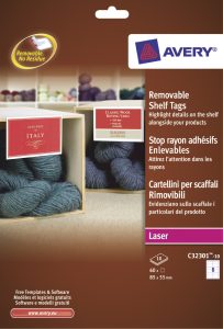 C32301-10 - Cartellini per scaffali con sezione adesiva - stampanti Laser/Lase a colori - 85X55 - 10 ff