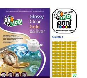 GL4-3621 - Etichette satinate oro sagomate - 36x21 - 100 ff