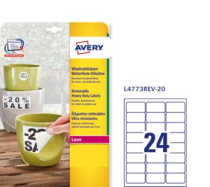 L4773REV-20 - Etichette in poliestere bianco con adesivo rimovibile - stampanti Laser - 63,5x33,9 - 20 ff