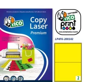 LP4FG-200142 - Etichette giallo fluorescente con angoli arrotondati - Laser/Inkjet/Copiatrici - 200x142 - 70 ff