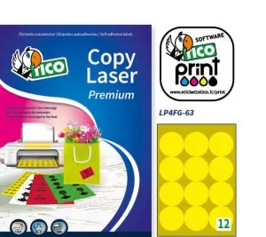 LP4FG-63 - Etichette giallo fluorescente con margini - Laser/Inkjet/Copiatrici - d. 63,5 - 70 ff