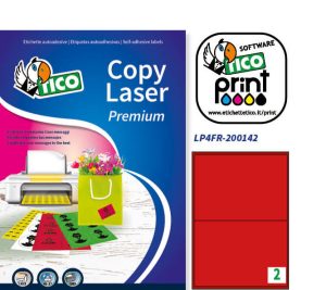 LP4FR-200142 - Etichette rosso fluorescente con angoli arrotondati - Laser/Inkjet/Copiatrici - 200x142 - 70 ff