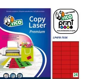 LP4FR-7036 - Etichette rosso fluorescente con margini - Laser/Inkjet/Copiatrici - 70x36 - 70 ff