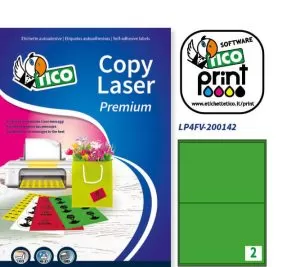 LP4FV-200142 - Etichette verde fluorescente con angoli arrotondati - Laser/Inkjet/Copiatrici - 200x142 - 70 ff