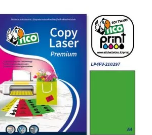 LP4FV-210297 - Etichette verde fluorescente senza margini - Laser/Inkjet/Copiatrici - 210x297 - 70 ff