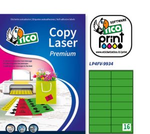 LP4FV-9934 - Etichette verde fluorescente con angoli arrotondati - Laser/Inkjet/Copiatrici - 99,1x34 - 70 ff