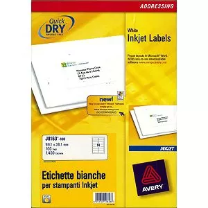 J8163-100 - Etichette bianche Quick Dry - stampanti Inkjet - 99,1x38,1 - 100 ff