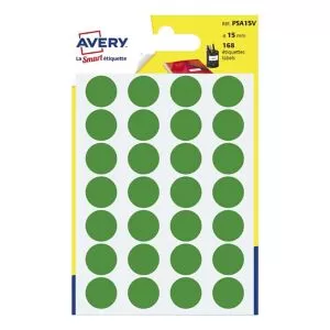 PSA15V - Etichette rotonde in blister- verdi - diam 15 mm - scrivibili a mano - 7 ff