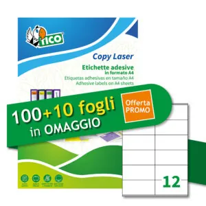 LP4W-10548P - Etichette bianche con margini - Laser/Inkjet/Copiatrici - 105x48 - 100 ff + 10 ff omaggio