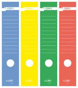58012712 - Copridorso autoadesivo per registratori CDR C in carta coprente - ROSSO - mm. 70 x 335 - 250 pezzi
