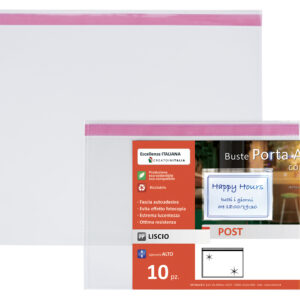 410021 - Buste Porta Avvisi con Autoadesivo in PP trasparente mm.210 x 150 mm. - Pz. 200