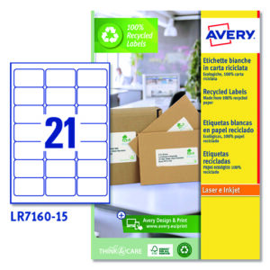 LR7160-15 - Etichette bianche riciclate - QuickPEEL - stampanti Laser - 63,5x38,1 - 15 ff